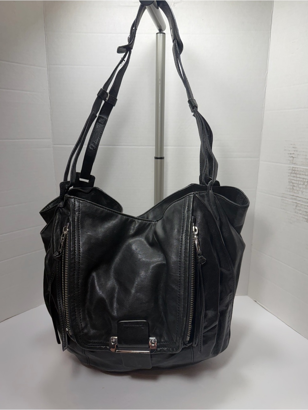 KOOBA Black Leather Zip-Front Women’s Shoulder Bag mint condition $528